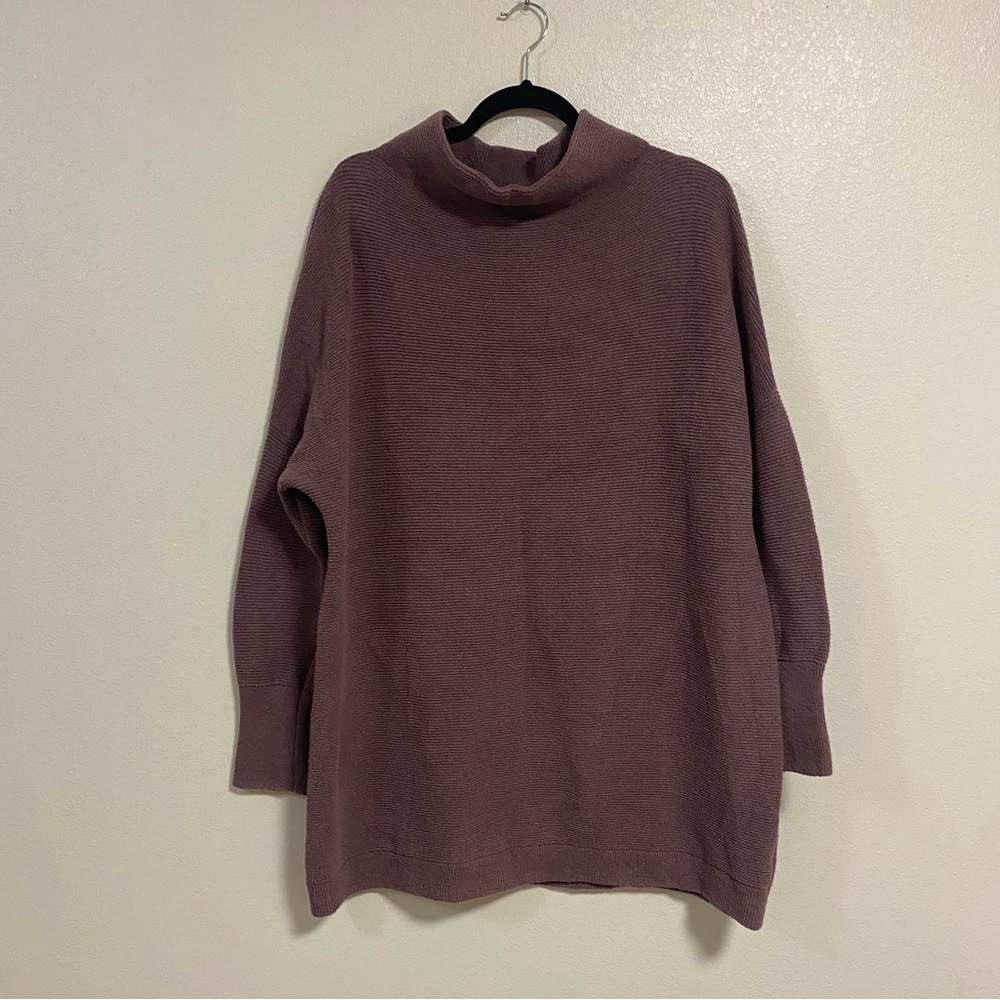 Free People Tunic Top Women's Size Large Mauve Mock Neck Tunic Sweater
